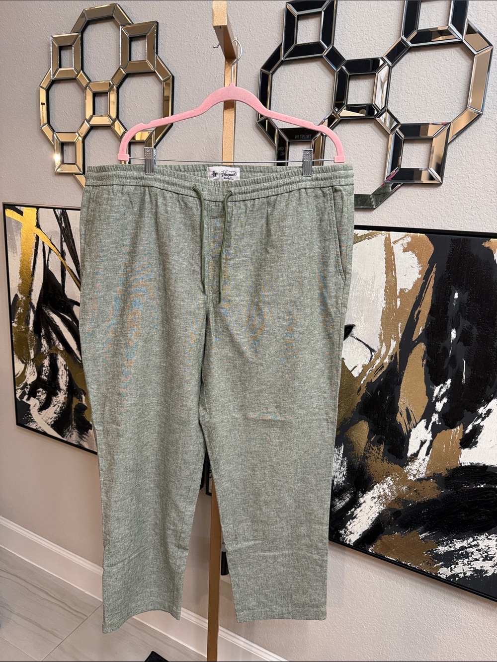 Men's Heather Green Lounge Pants - Penguin